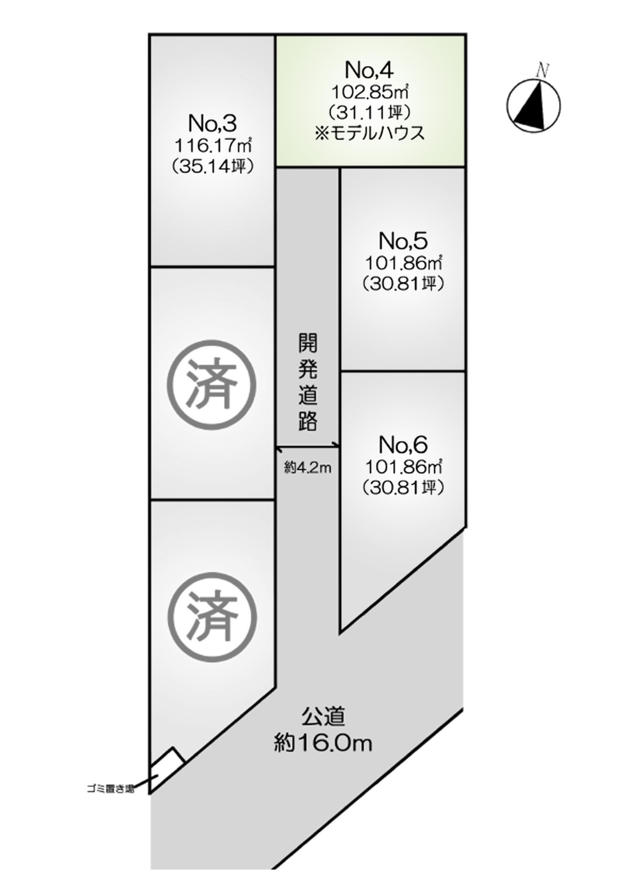 区画図-住人以外の車の進入も少なく、小さなお子様を持つご家庭にも安心です！