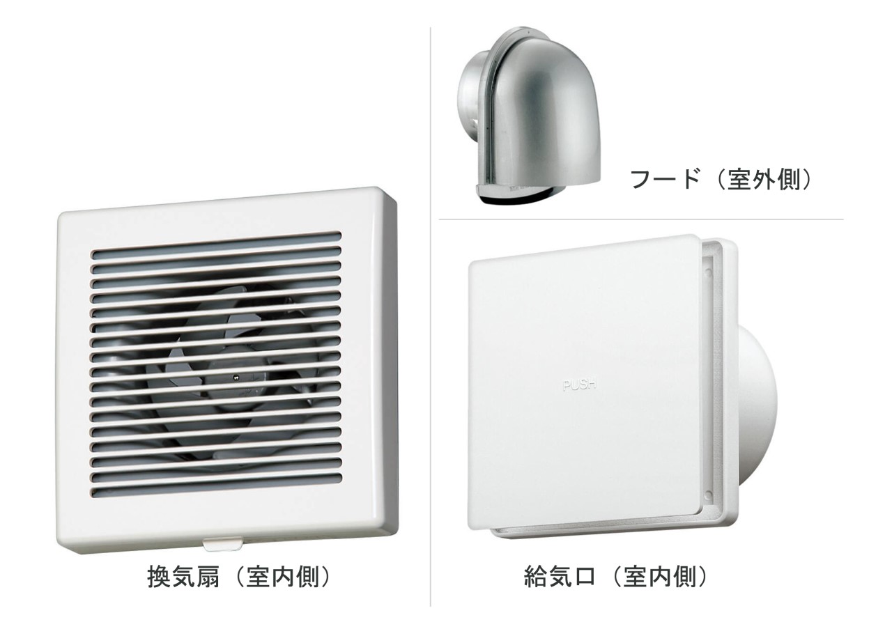 冷暖房・空調設備(給気口・換気扇)-給気口：各居室1カ所設置　換気扇：トイレ・脱衣所に設置